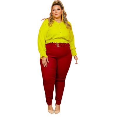 BLUSA  PLUS SIZE DOLCE SEDUTTI MANGA LONGA DS14 GG / Amarelo