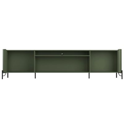 Rack Para Sala de Estar TV 85 Pol 4 Portas Pés Industrial Preto Alef I03 Musgo - Lyam Decor