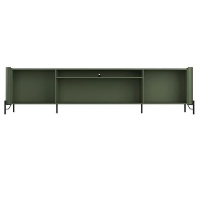 Rack Para Sala de Estar TV 75 Pol 4 Portas Pés Industrial Preto Alef I03 Musgo - Lyam Decor