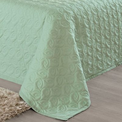 Kit Cobre Leito Desirée Queen Bordado Micropercal 200 Fios 3 Peças - Verde