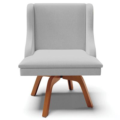 Kit 2 Cadeiras Decorativas Sala de Jantar Base Giratória de Madeira Firenze Linho Cinza/Natural G19 - Gran Belo