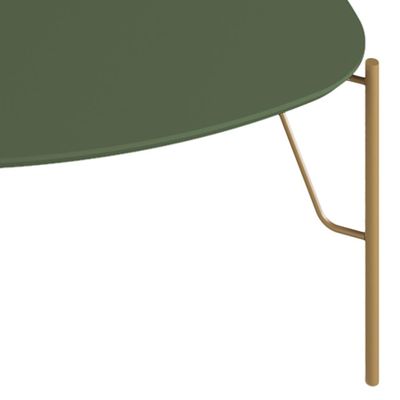 Mesa de Centro Para Sala de Estar Alta Pés Industrial Dourado Alef I03 Musgo - Lyam Decor