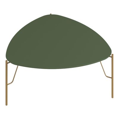 Mesa de Centro Para Sala de Estar Alta Pés Industrial Dourado Alef I03 Musgo - Lyam Decor