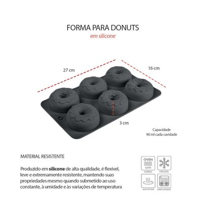 Forma de Silicone Donuts Rosquinha Bolo Forno Antiaderente