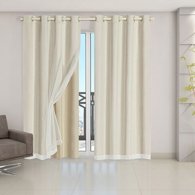 Cortina Blackout Voil Liso 2,80m x 2,30m Voil 100% Poliéster/Forro 100% PVC - Bege