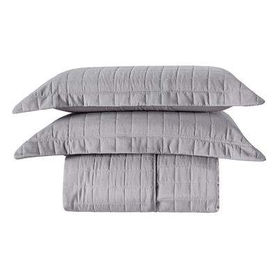Cobre Leito Matelassê Percal 300 fios Basic King 03 Peças 100% Poliéster - Cinza