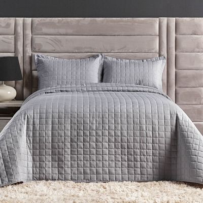 Cobre Leito Matelassê Percal 300 fios Basic King 03 Peças 100% Poliéster - Cinza