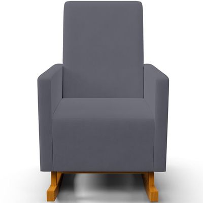 Poltrona de Amamentação com Balanço Ravena W01 Suede Cinza  - Lyam Decor