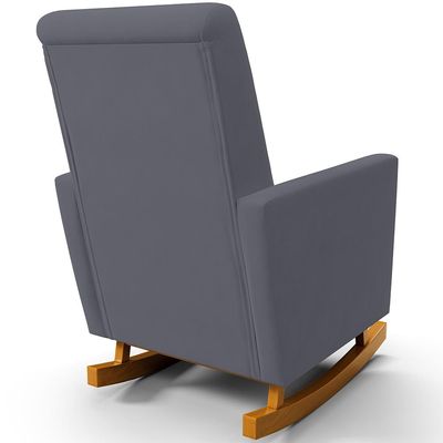 Poltrona de Amamentação com Balanço Ravena W01 Suede Cinza  - Lyam Decor