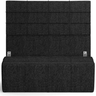 Kit Cabeceira Cama Box King 195cm com Calçadeira Roma W01 Linho Chumbo - Lyam
