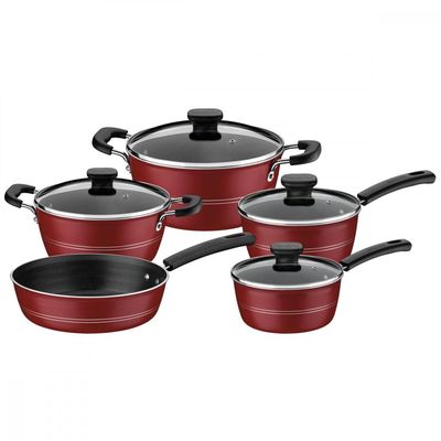 Jogo de Panelas Tramontina Sicilia em Aluminio com Revestimento Interno e Externo Antiaderente Starflon Excellent Vermel