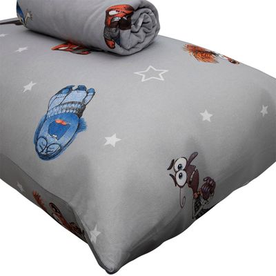 Jogo de Cama Portallar Solteiro Malha Mista Estampado Disney Divertidamente 2 Pçs Cinza