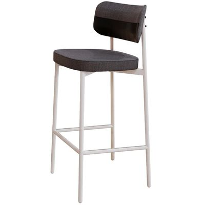 Kit 02 Banquetas Alta Bar Cozinha Sala De Jantar Aço Branco Kaira C01 Linho Preto Courino Preto - Lyam Decor