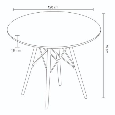 Mesa Sala de Jantar Gustave Redonda Tampo MDF Base Madeira Branco - Gran Belo