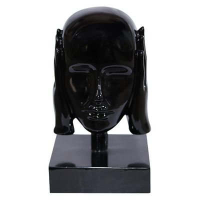 Escultura Decorativa Mascara Rosto Surdo Preto - Gran Belo