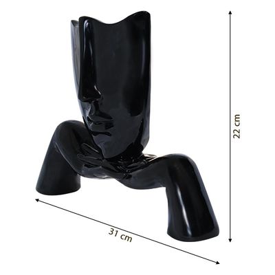 Escultura Decorativa Mascara Descanso Preto Brilho - Gran Belo