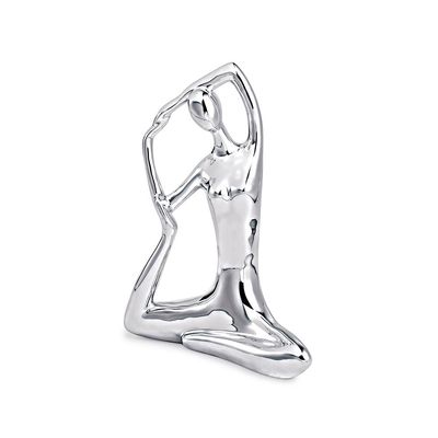Escultura Decorativa de Yoga em Porcelana 19,5x16x6 Prata - Gran Belo