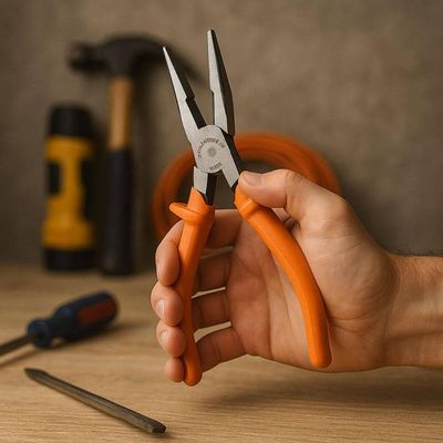Alicate de Ponta Meia Cana Isolado 6" Cortar Fio Tramontina Pro Ferramenta Profissional Eletricista