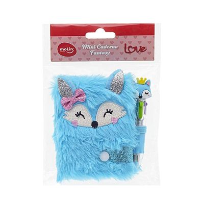 Mini Caderno Pelúcia Fantasy 64 Folhas Molin Raposa
