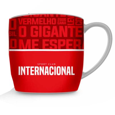 Caneca Porcelana Premium BrasFoot Inter 02 360 ML Urban Licenciada Branco