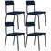 Kit 04 Cadeiras Estofada Para Sala De Jantar Sense Preto C01 Linho Azul - Lyam Decor