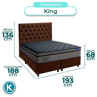 Cama Box Marrom+cabeceira+colchão King Confort Black Ortobom