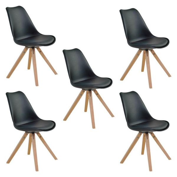 Kit 5 Cadeiras Decorativas Sala e Escritório Neo (PP) Preta- Gran Belo