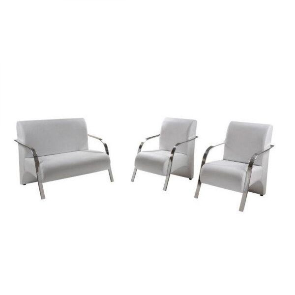 Conjunto Venus Alumínio Tecido Sintético Branco