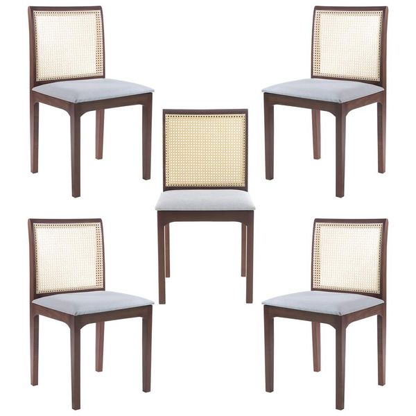 Kit 5 Cadeira Decorativa Sala de Jantar Steve Amêndoa - Gran Belo Kit 5 Cadeira Decorativa Sala de Jantar Steve Amêndoa - Gran Belo