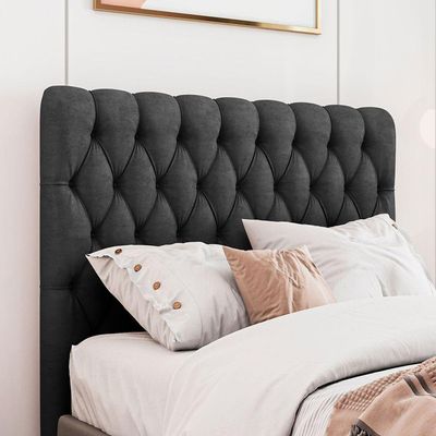 Cabeceira Estofada King 195 Cm Topázio Veludo Preto