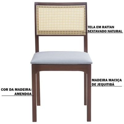 Kit 4 Cadeiras Decorativa Sala de Jantar Nivea Amêndoa - Gran Belo