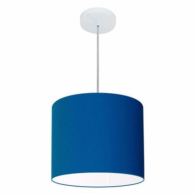 Lustre Pendente Cilíndrico Free Lux Para Mesa De Jantar, Sala, Quarto, Churrasqueira E Balcão. Azul-marinho Tam: 30x25cm