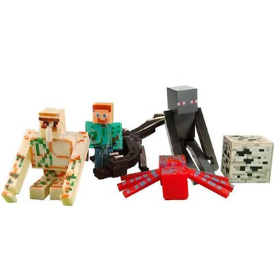 Cartela Minecraft Dragão 5 Bonecos + 1 Bloco Steve