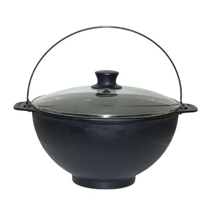 Panela Polenteira de Ferro Fundido com Tampa Vidro 26cm 5L