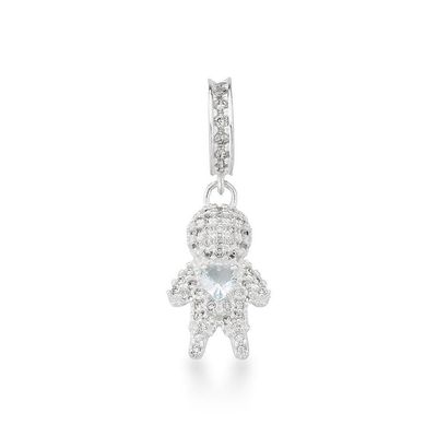 Pingente Filhos Cravejados Com Zirconias Prata 925 - Menino