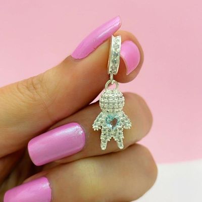 Pingente Filhos Cravejados Com Zirconias Prata 925 - Menino