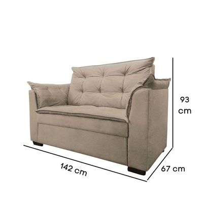 Sofá 2 Lugares Para Sala Moderno Confortável Tatiana Suede bege