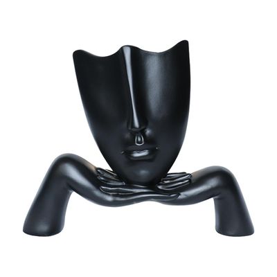 Escultura Decorativa Mascara Descanso Preto Fosco - Gran Belo