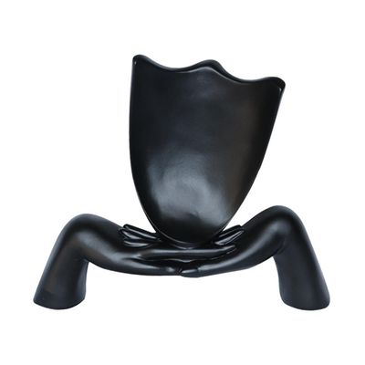 Escultura Decorativa Mascara Descanso Preto Fosco - Gran Belo