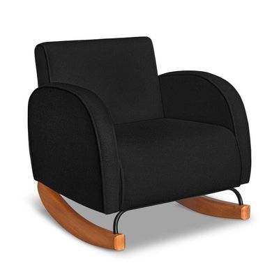 Poltrona Com Base Balanço Em Tecido Bouclé Cindy – Lucadi Preto
