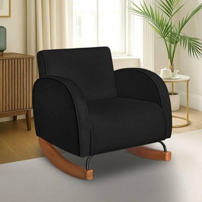 Poltrona Com Base Balanço Em Tecido Bouclé Cindy – Lucadi Preto