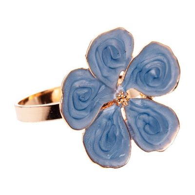 Conjunto 4 Anéis Para Guardanapos Flower Azul Zamac Wolff