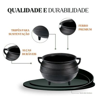 Caldeirão Tripé 28 Cm 12 L Em Ferro Fundido Panela Mineira