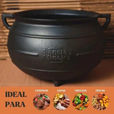 Caldeirão Tripé 28 Cm 12 L Em Ferro Fundido Panela Mineira