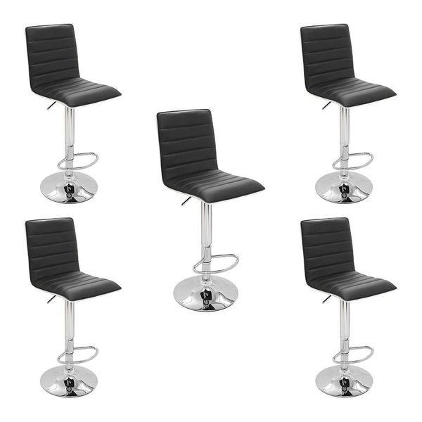 Kit 5 Banquetas Decorativas Sala Mitty PU Sintético Preta  - Gran Belo