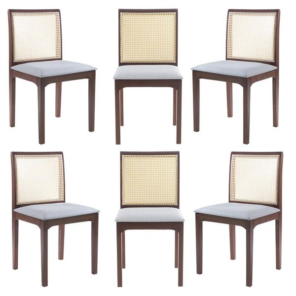 Kit 6 Cadeira Decorativa Sala de Jantar Steve Amêndoa - Gran Belo Kit 6 Cadeira Decorativa Sala de Jantar Steve Amêndoa - Gran Belo