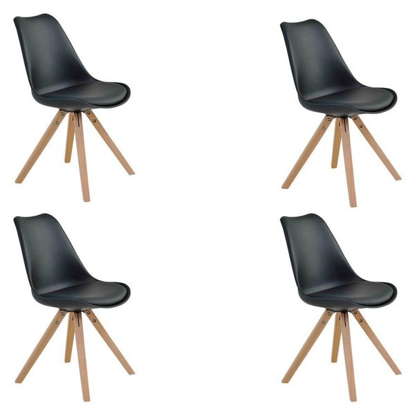 Kit 4 Cadeiras Decorativas Sala e Escritório Neo (PP) Preta - Gran Belo