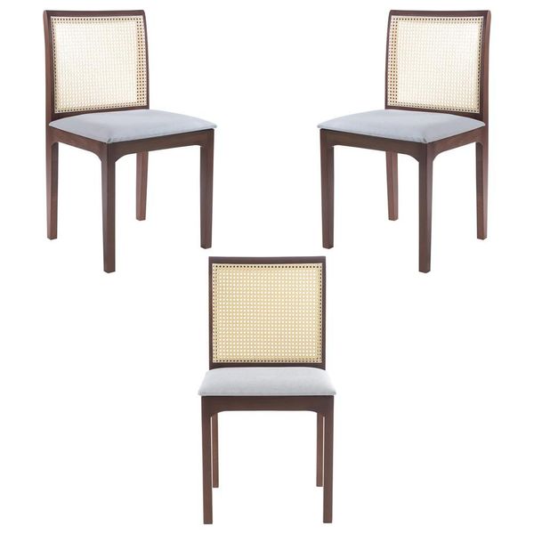 Kit 3 Cadeira Decorativa Sala de Jantar Steve Amêndoa - Gran Belo
