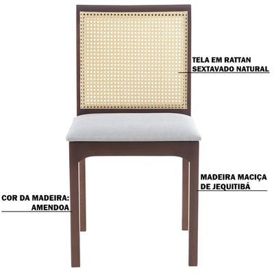Kit 4 Cadeira Decorativa Sala de Jantar Steve Amêndoa - Gran Belo