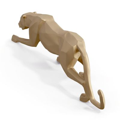 Escultura Decorativa Pantera Caminhando M Dourado Fosco - Gran Belo
